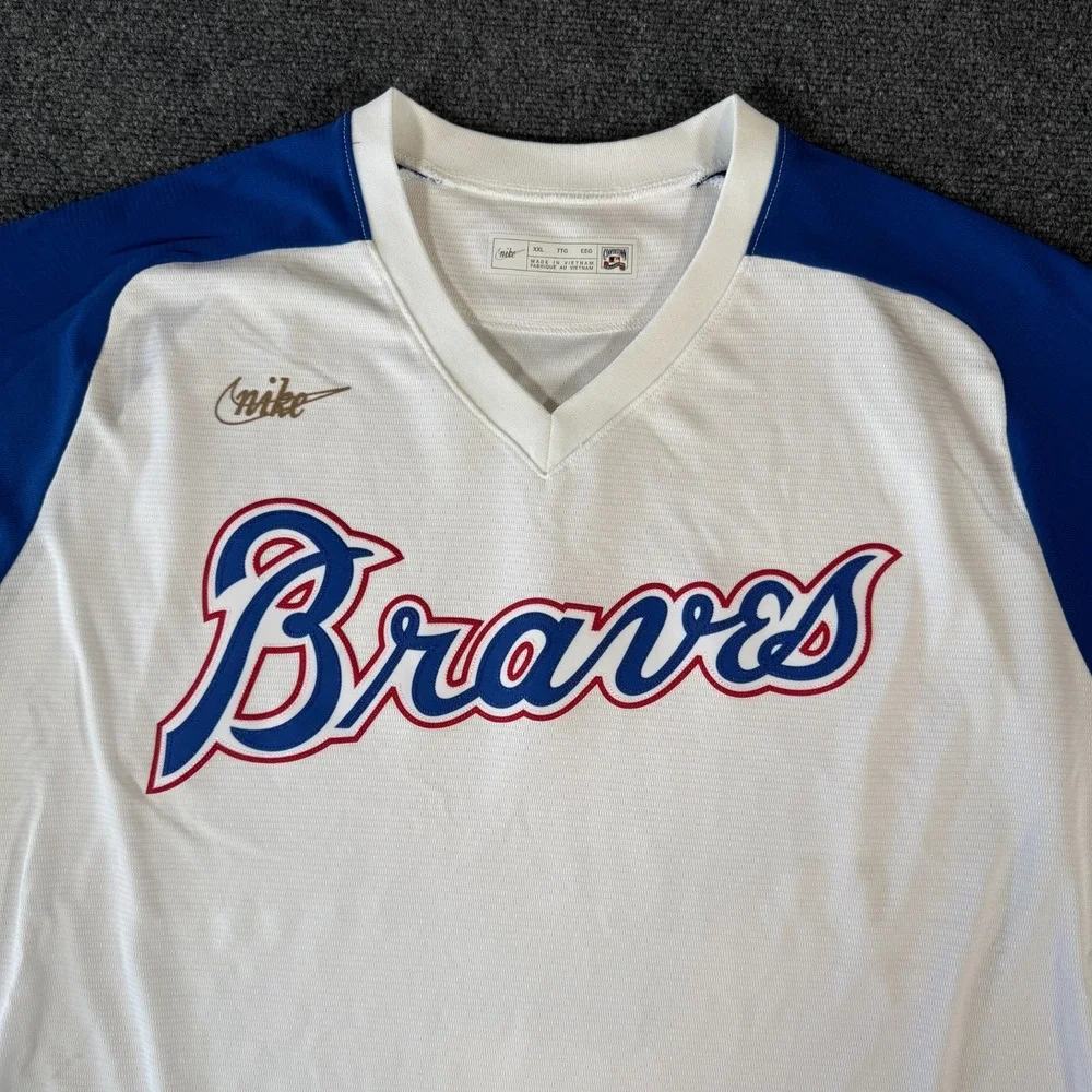 Atlanta Braves Nike Cooperstown Collection Men's Size XXL White Jersey Blank NEW